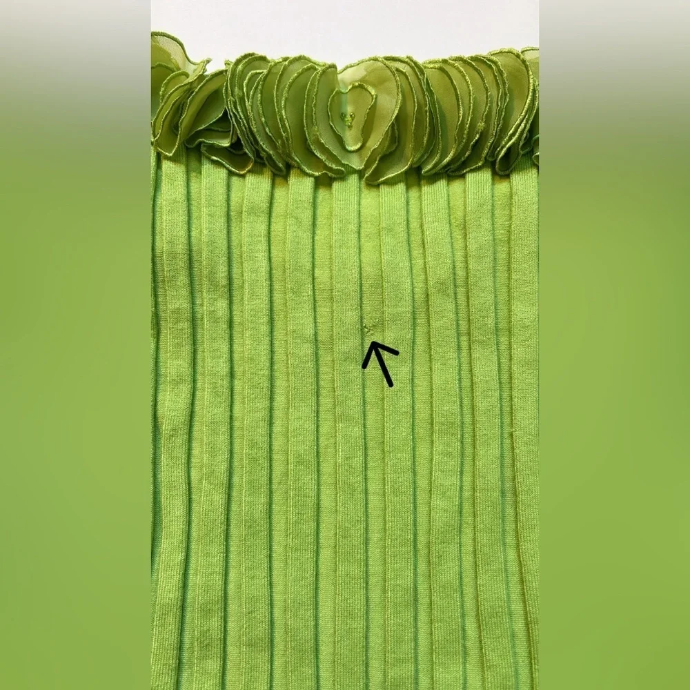 Y2K Belldini Green Bead-Detail Neckline Top Size XL